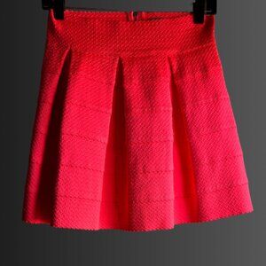Neon Pink High Waisted Pleated Mini Skirt - Textured